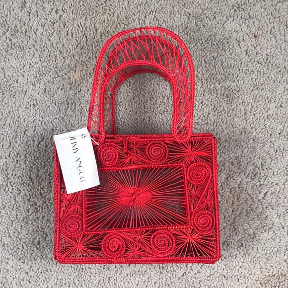 Handbags - NEW RED Woven Square SUMMER Handbag